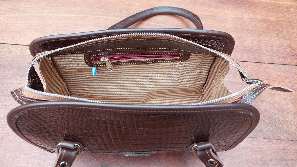 Cartera de Cuero Vacuno Alazani - Chocolate