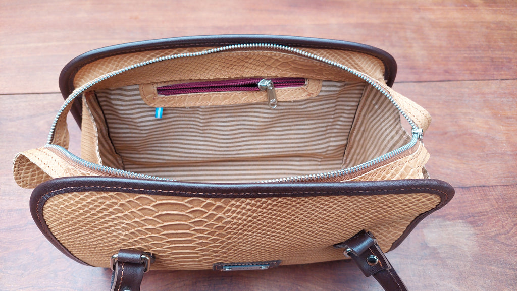 Cartera de Cuero Vacuno Alazani - Grabado Reptil