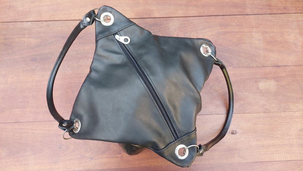 Cartera de Cuero Vacuno Orbe - Negro