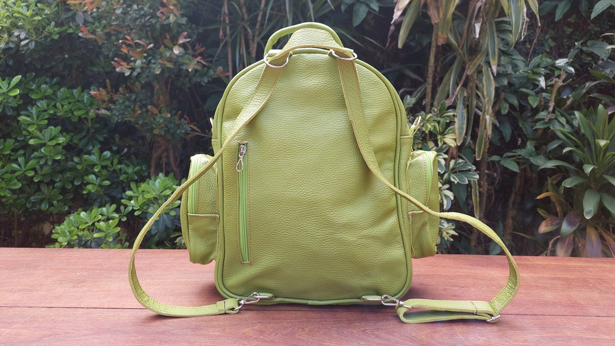 Mochila de Cuero Vacuno Monserrat - Verde Manzana