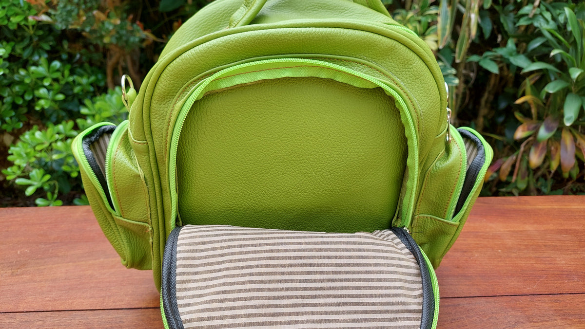 Mochila de Cuero Vacuno Monserrat - Verde Manzana