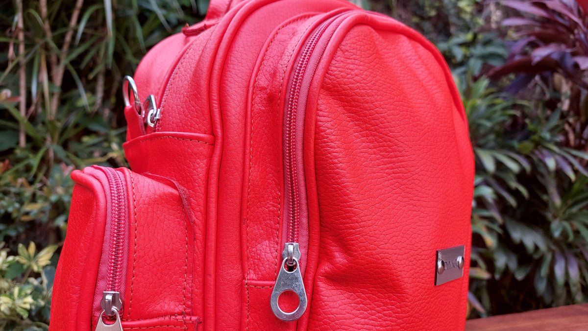 Mochila de Cuero Vacuno Monserrat - Rojo