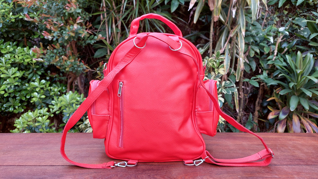Mochila de Cuero Vacuno Monserrat - Rojo