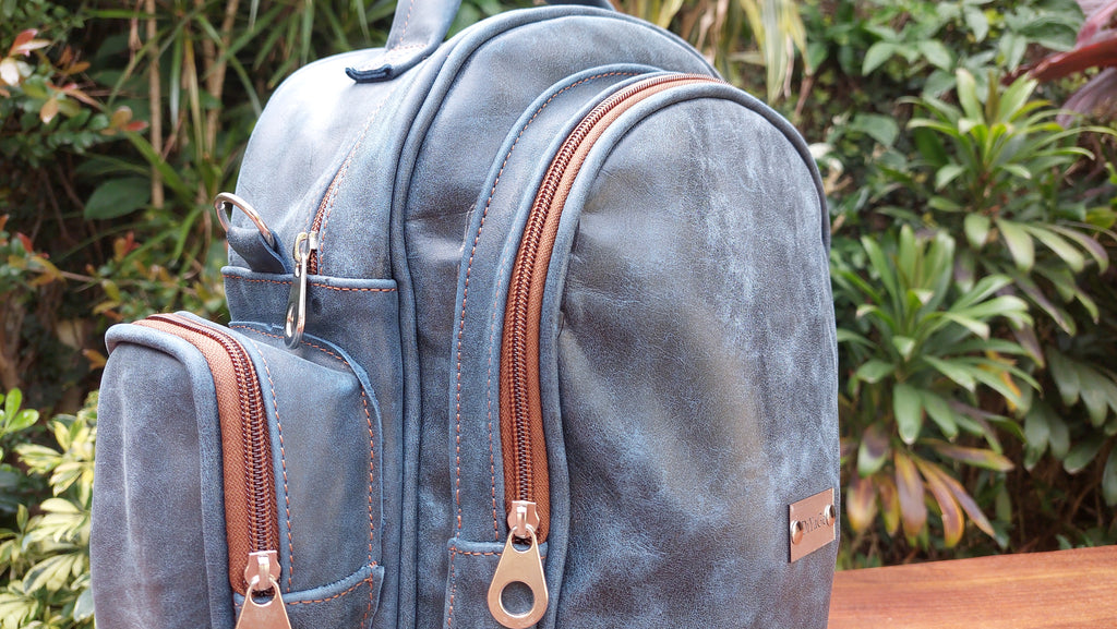 Mochila de Cuero Vacuno Monserrat - Azul