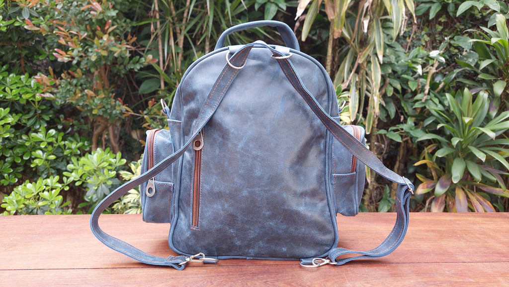 Mochila de Cuero Vacuno Monserrat - Azul