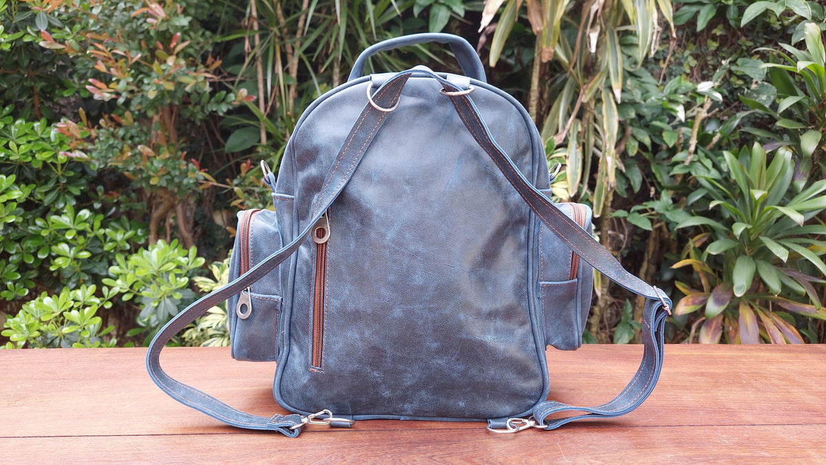 Mochila de Cuero Vacuno Monserrat - Azul
