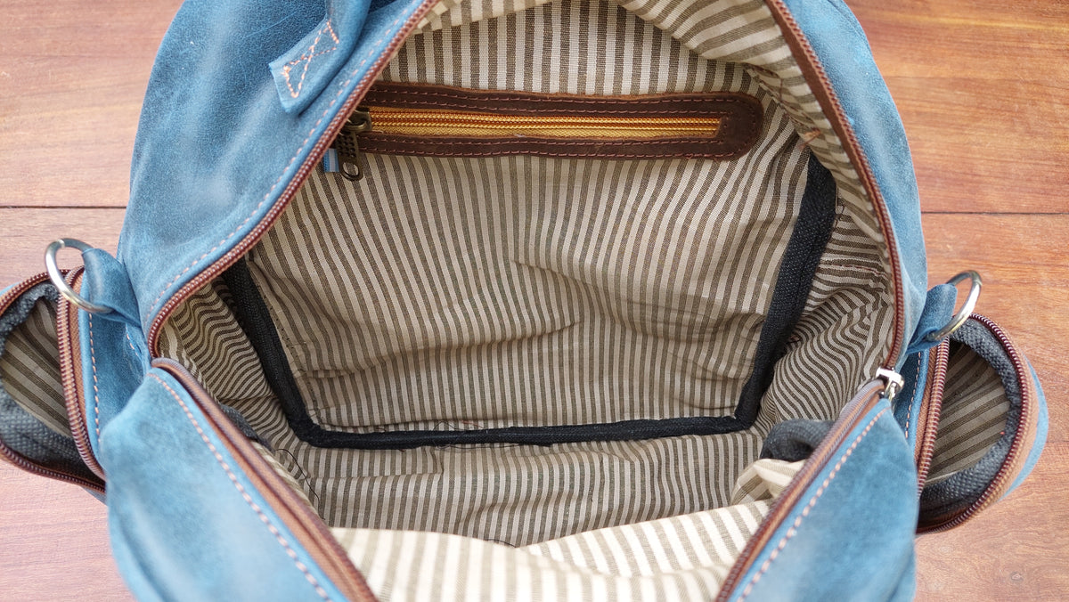 Mochila de Cuero Vacuno Monserrat - Azul
