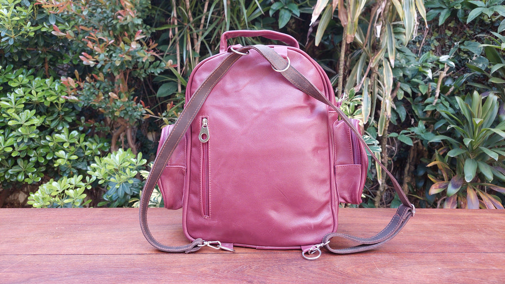 Mochila de Cuero Vacuno Monserrat - Bordó