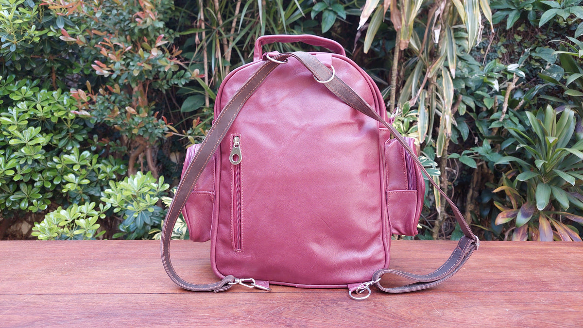 Mochila de Cuero Vacuno Monserrat - Bordó
