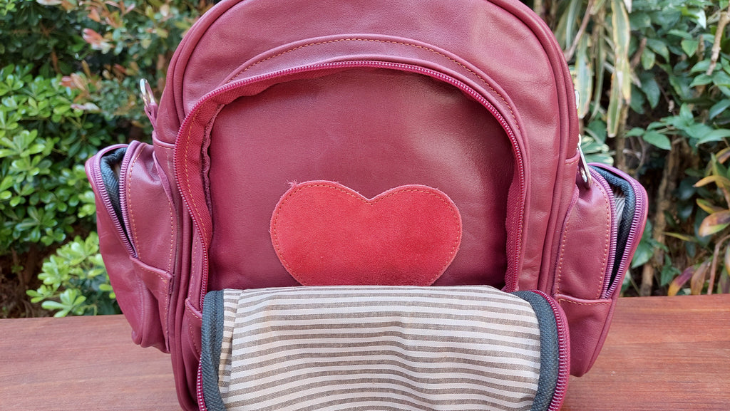 Mochila de Cuero Vacuno Monserrat - Bordó