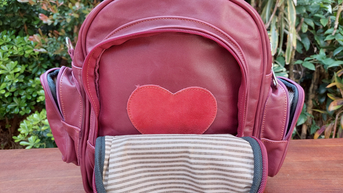 Mochila de Cuero Vacuno Monserrat - Bordó