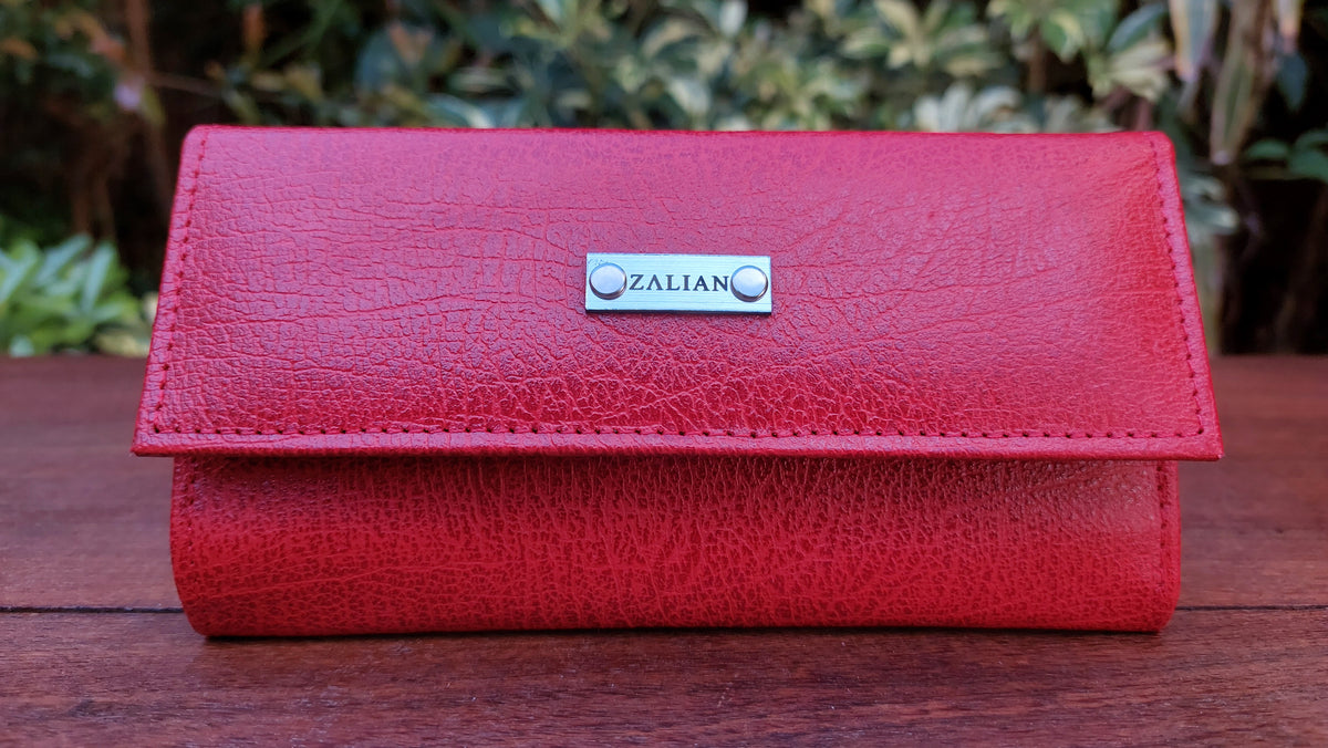Billetera Chica de Cuero Vacuno Nish - Rojo Sangre