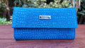 Billetera Chica de Cuero Vacuno Nish - Azul Reptil