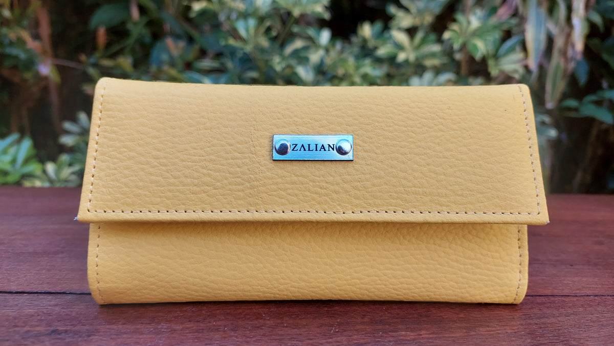 Billetera Chica de Cuero Vacuno Nish - Amarillo