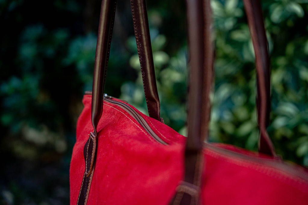 Cartera de Cuero Vacuno Gamusa Madryn - Rojo